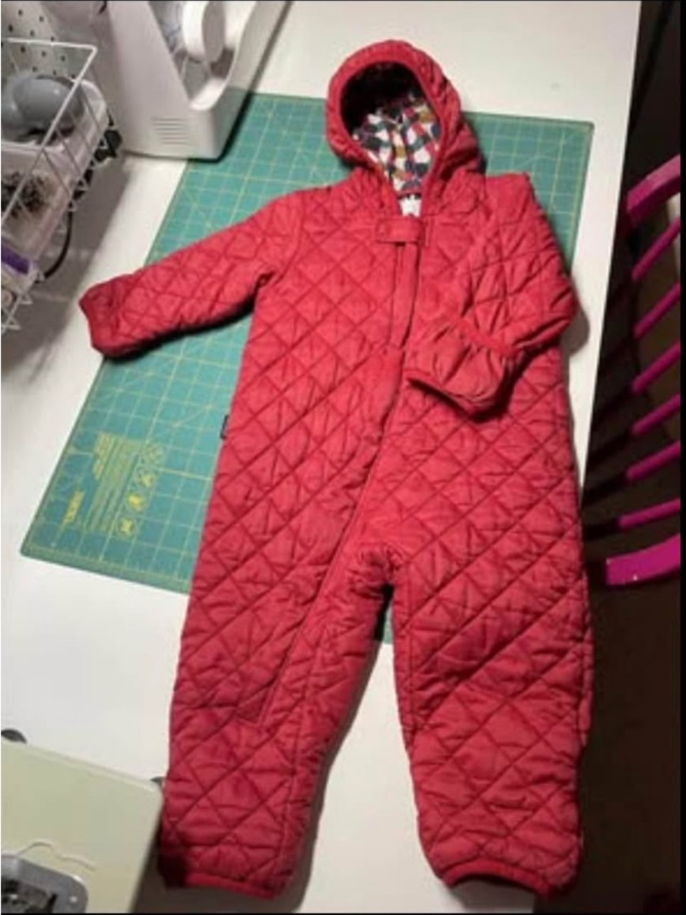 Uniqlo Red Quilted Hooded One-Piece Snowsuit | Marimekko Colab